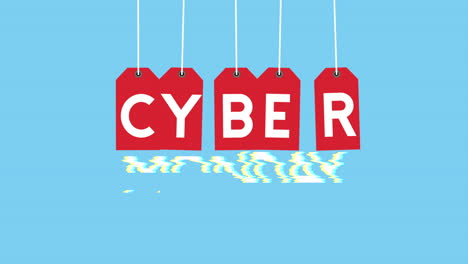 cyber monday animation with tags hanging