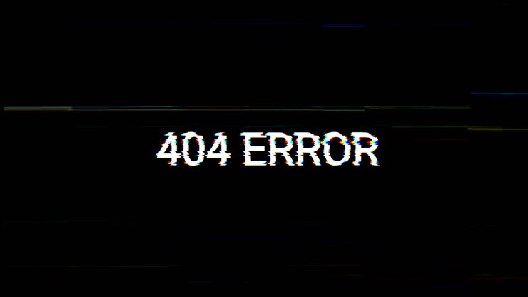 404 Error Text with Glitch Effect on Black Background