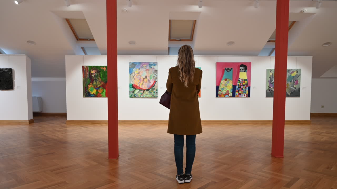 CHISINAU, MOLDOVA - OCTOBER 18, 2021: Woman visitor at National Art Museum of Moldova