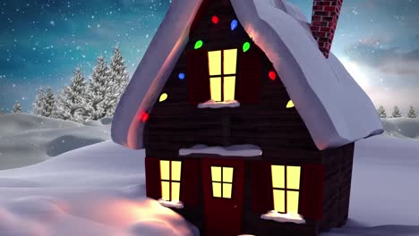 Animation-of-house-with-christmas-lights-in-winter-scenery