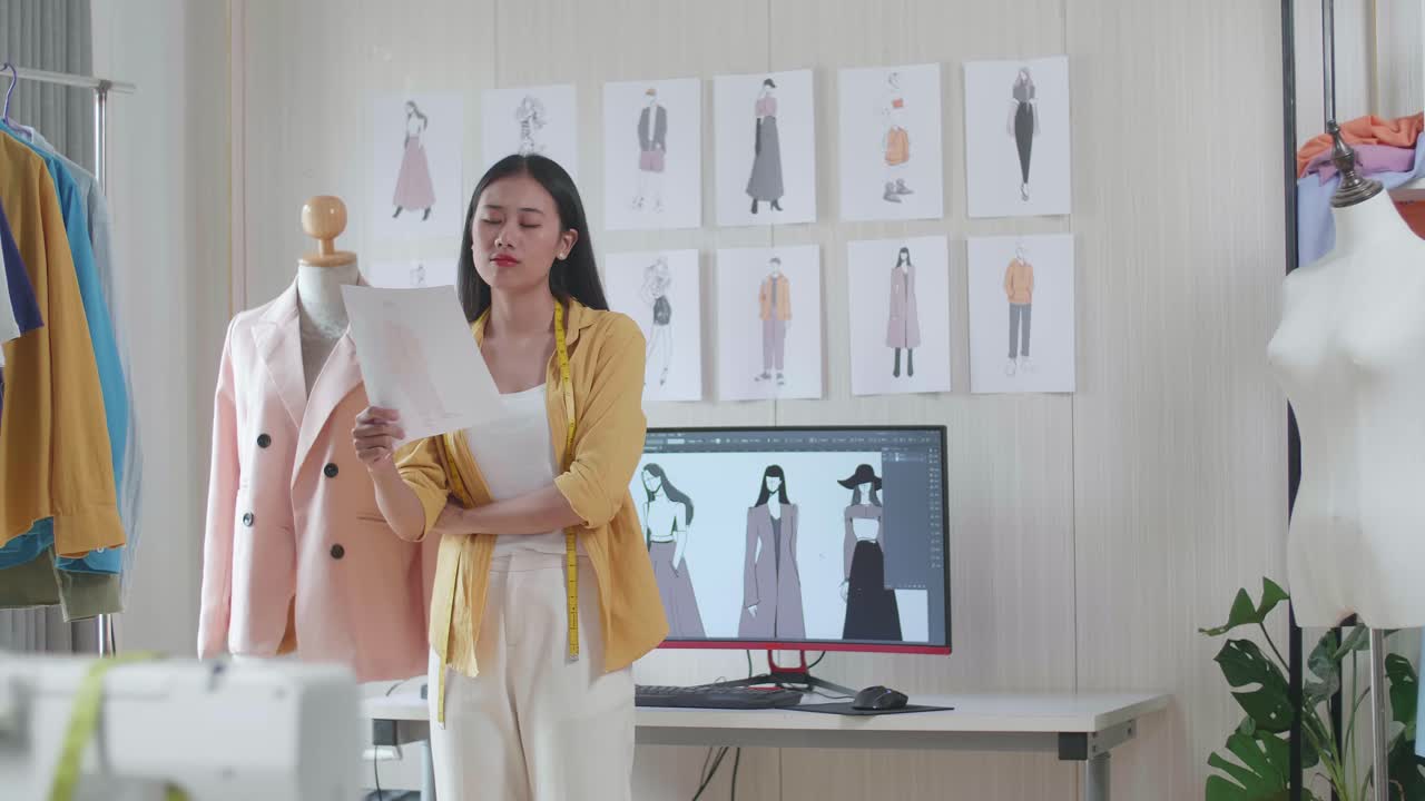 服裝設計師在工作中