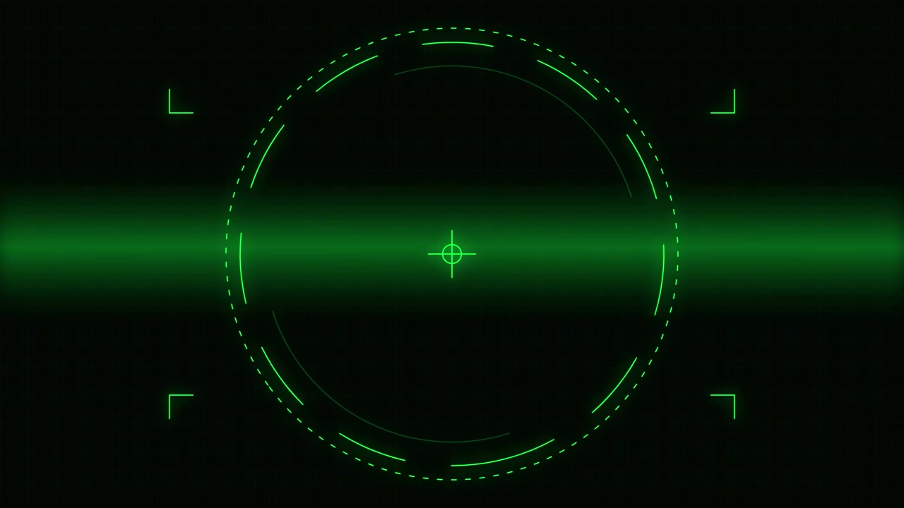 Digital Green HUD Target Overlay with Scanning Motion