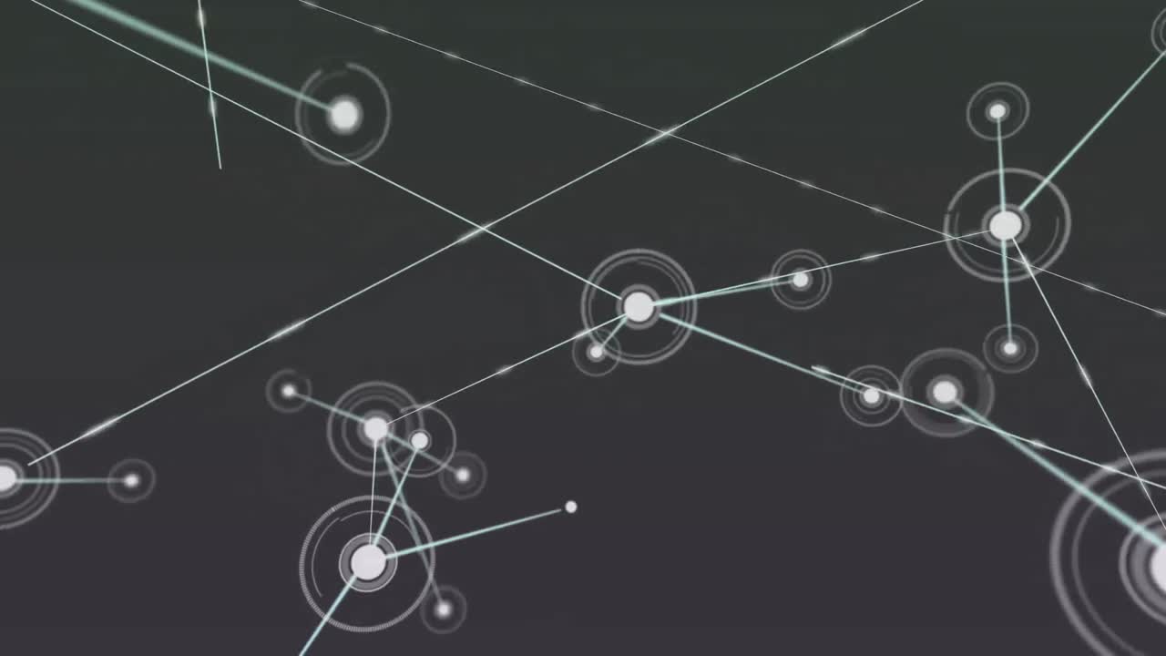 Animation of network of connections floating against grey background