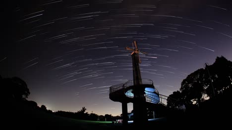 4k continuous star trail and windmill time-lapse