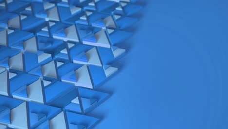 color azul del minimalismo. enfoque selectivo. medio marco renderización 3d de animación en bucle con el movimiento de triángulos geométricos. fondo sin fin para la presentación. animación de negocios