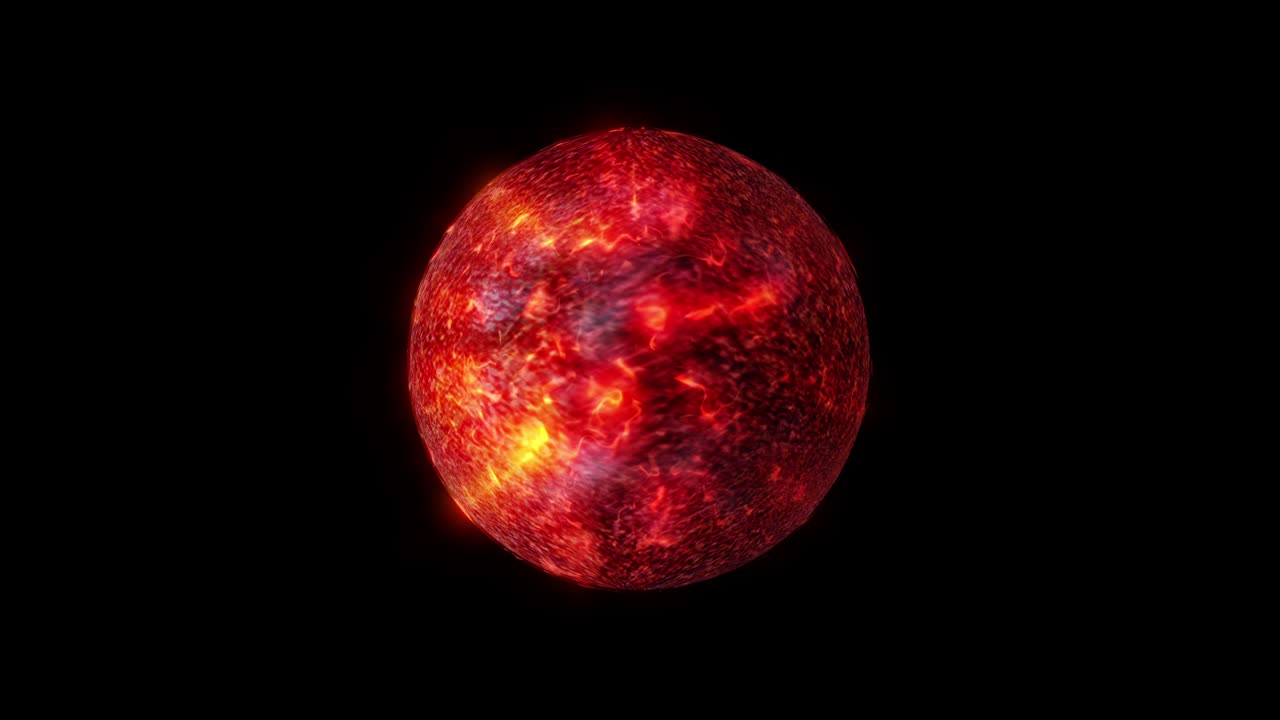 Abstract endless looping animation sci-fi red energy star ball. Red fantasy futuristic plasma ball seamless loop. Abstract Magical Red Energy Sphere.