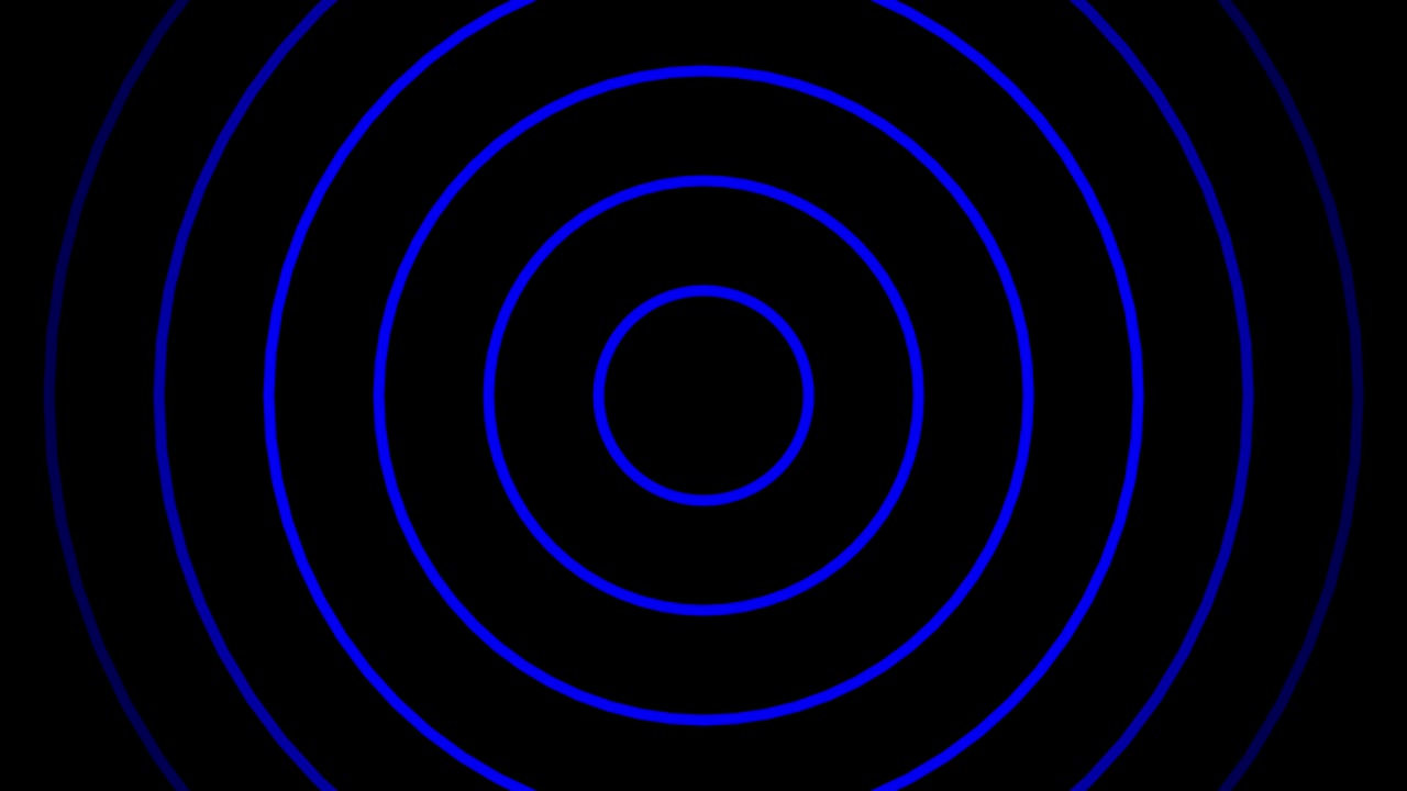 Expansion of radio waves (concentric circles fade out)