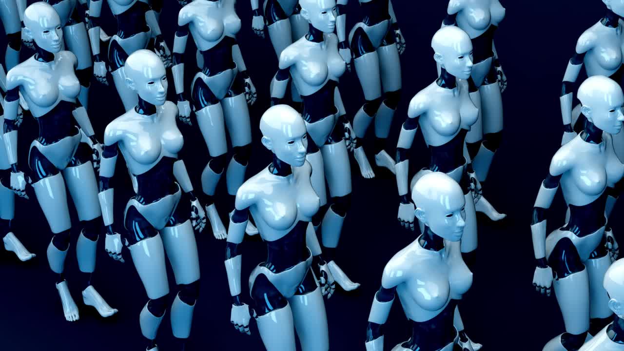 4K concept animation of women robots