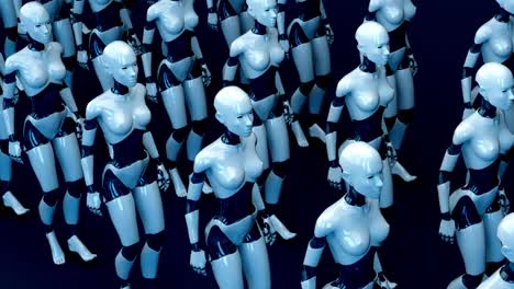4k concept animation of women robots