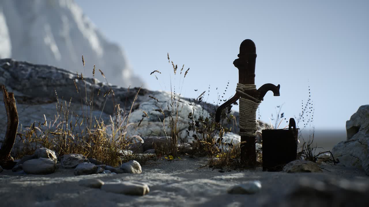 bomba de agua de mano retro oxidada