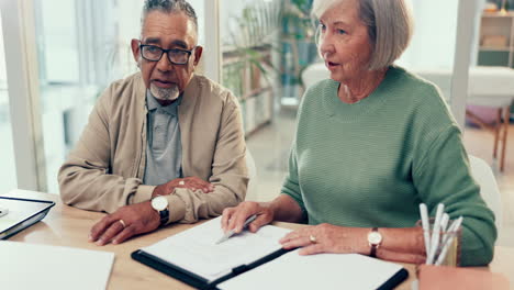 listening, lawyer or old couple with contract