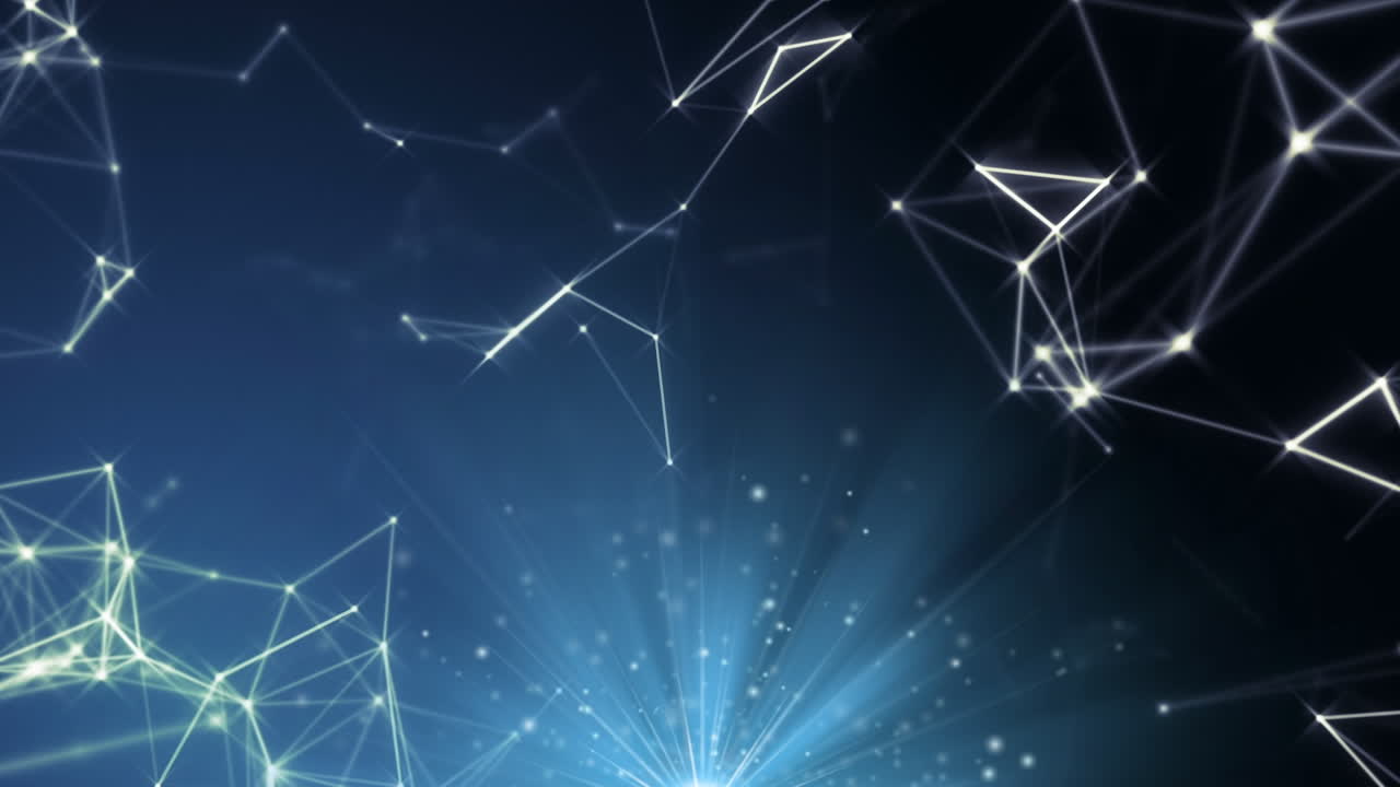 Animation of light trails and shapes on black background