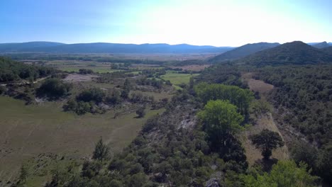 this is a beautiful aerial recording of nature green forest, rocky