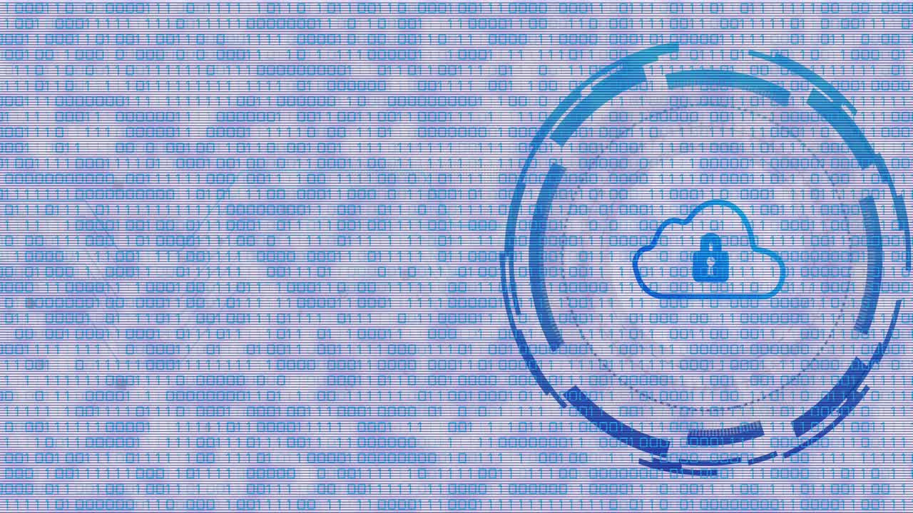 animación del candado sobre el procesamiento de datos sobre fondo blanco
