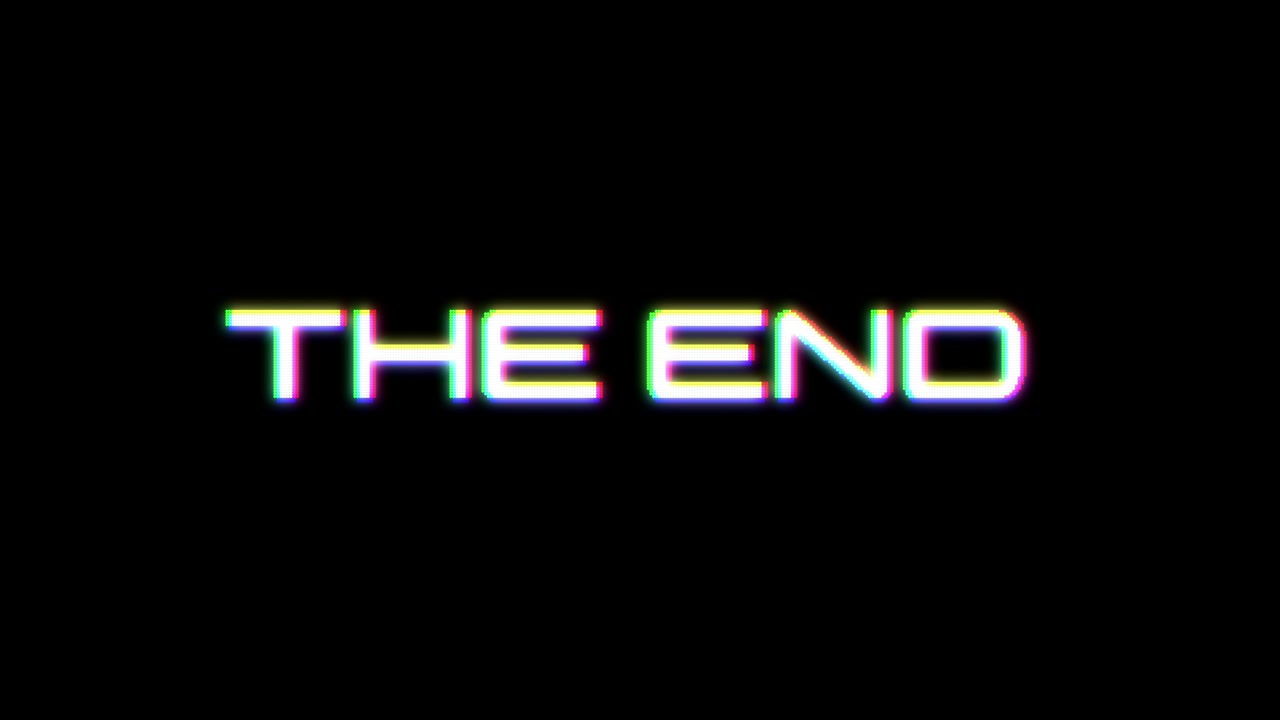 Retro Glitch The End Text Animation on Black Screen