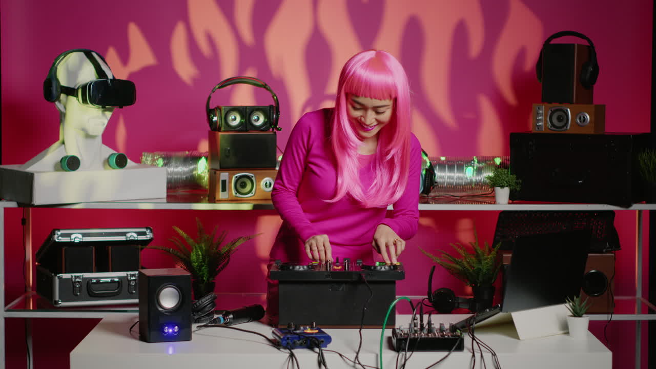 Woman DJ with Pink Hair