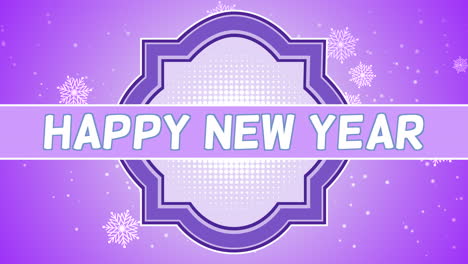 Happy-New-Year-in-frame-with-fall-snowflakes-on-purple-gradient