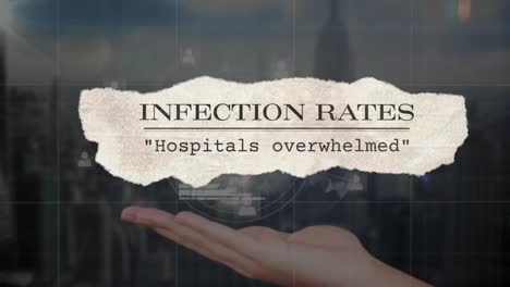 animation of infection rates text over network of connections