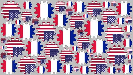 banderas americanas y francesas girando el fondo