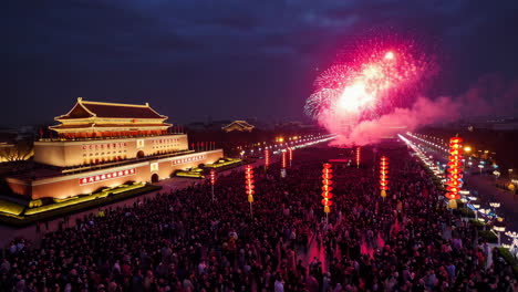 fireworks celebration at tiananmen square