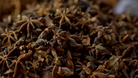 close up shot of indian spices star anise, chakra phul