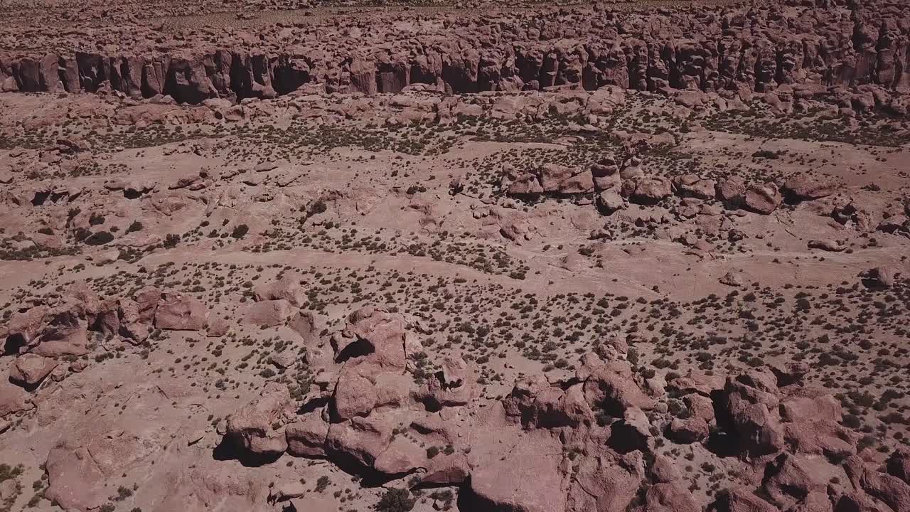 Aerial view of the rocks formation located at the Eduardo Avaroa National Andean Wildlife Reserve, "Valle de Rocas" in Uyuni in Bolivia
