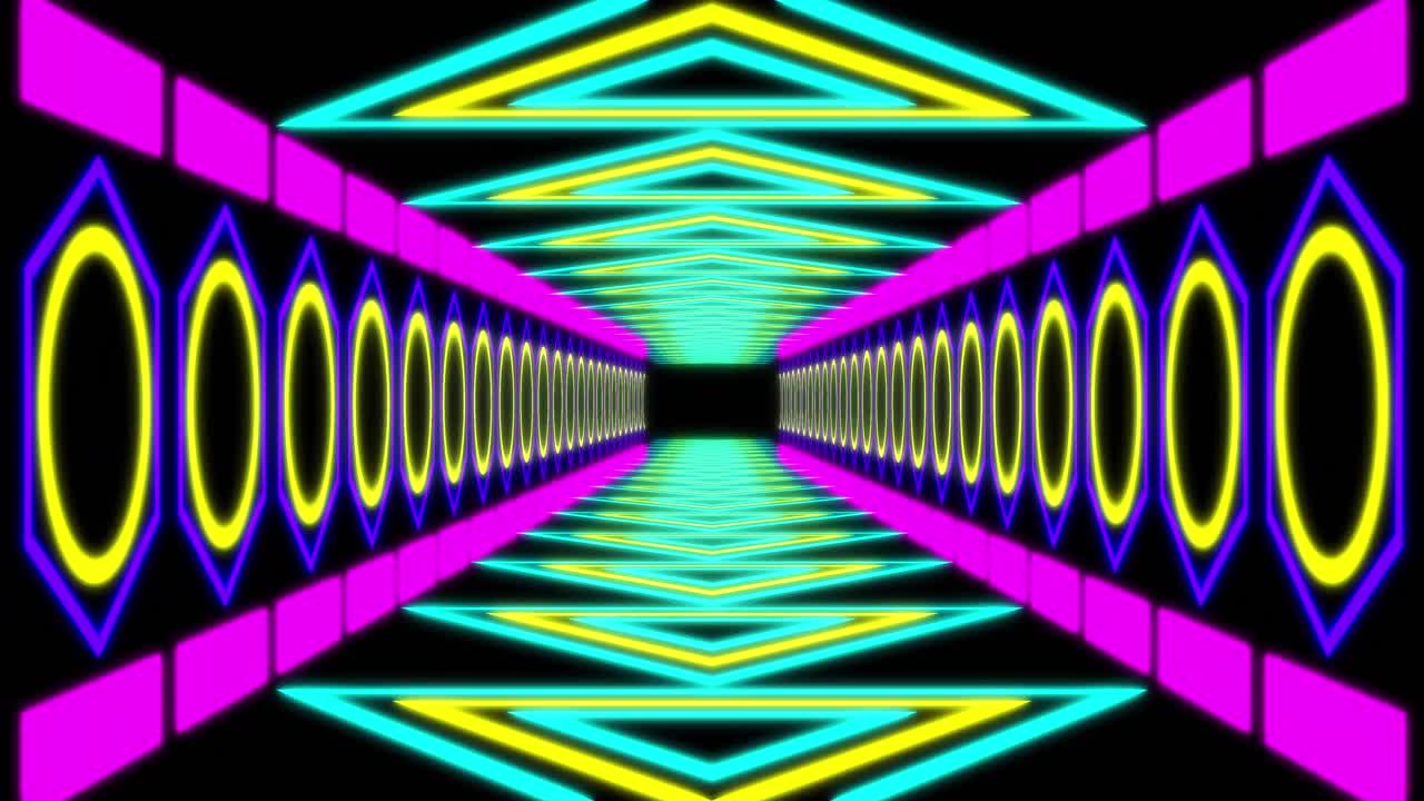 animación de un patrón de neón multicolor que se mueve en movimiento hipnótico en un bucle sin costuras