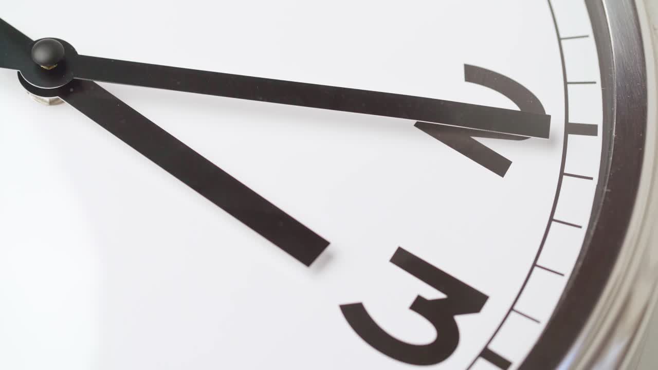 Close up video of clock face on wall