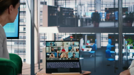 vertical video diverse group conducting online business meeting using web conference tools