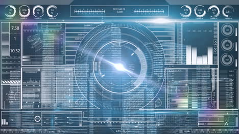 animation of screens with data processing and system analysing