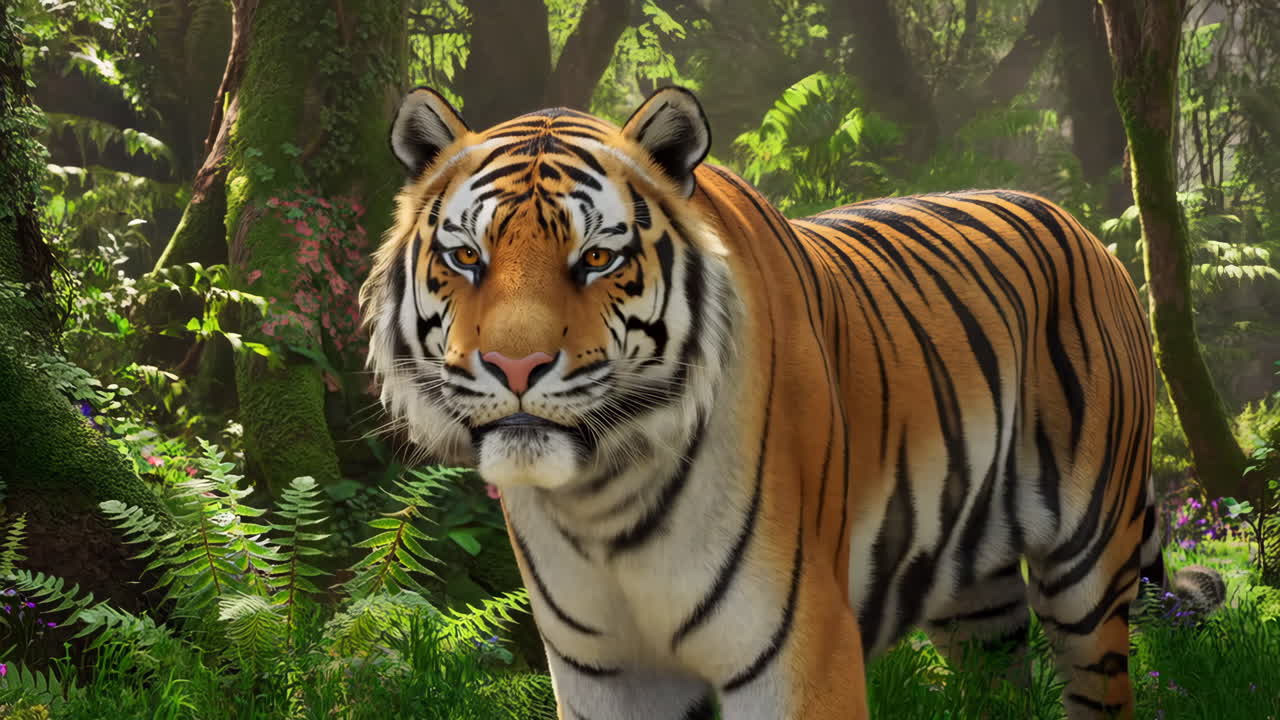 울창 한 정글 에서 웅장 한 호랑이