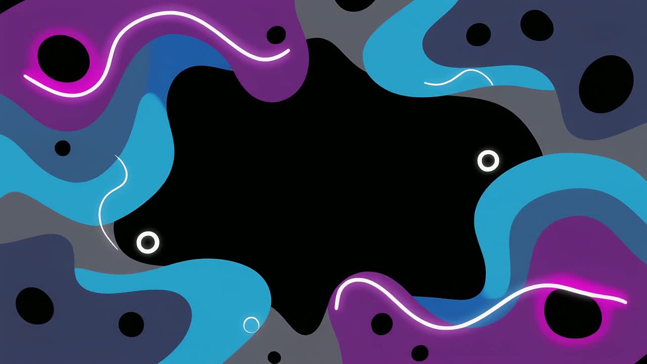 Abstract Animated Fluid Shapes Frame with Glowing Lines