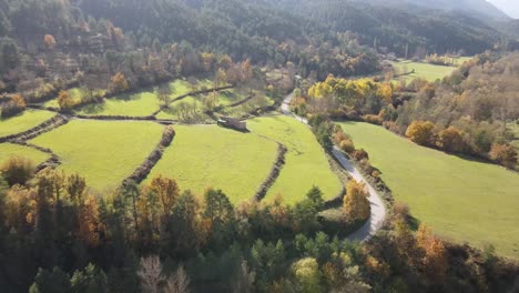 aerial views of the mountains in the spanish pyrenees in autumn