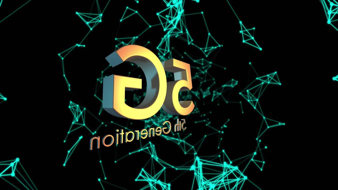 animación de texto de 5g 5a generación sobre redes de conexiones sobre fondo negro
