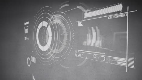 animación del escaneo del alcance y el procesamiento de datos sobre un fondo gris