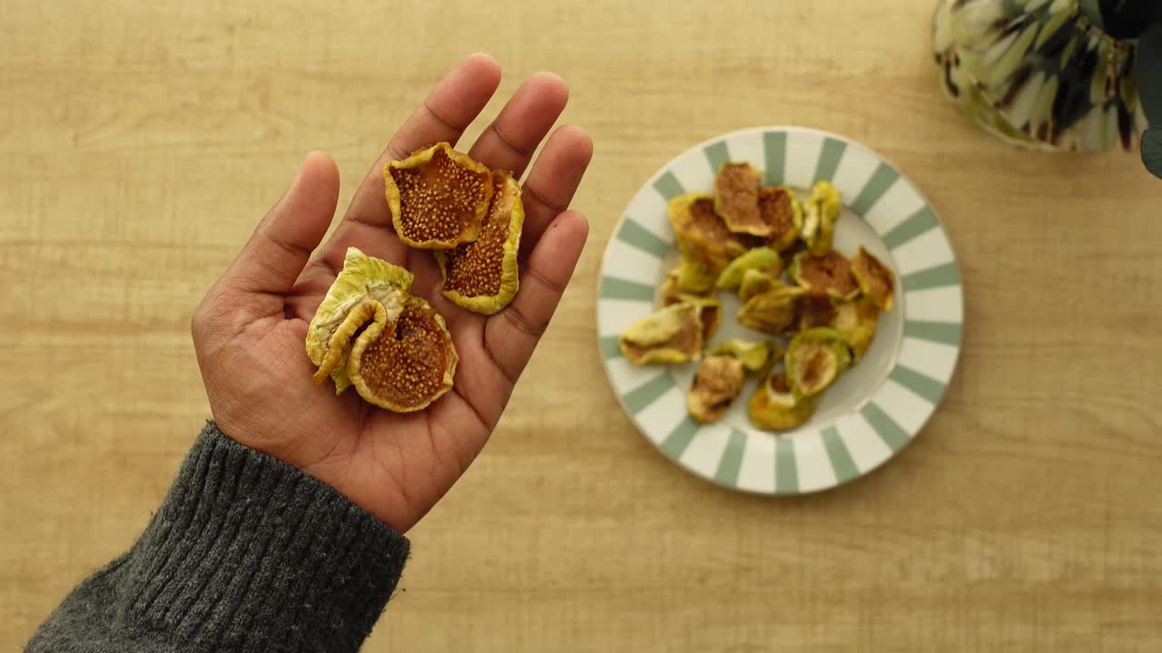 Dried Figs on Hand and Plate