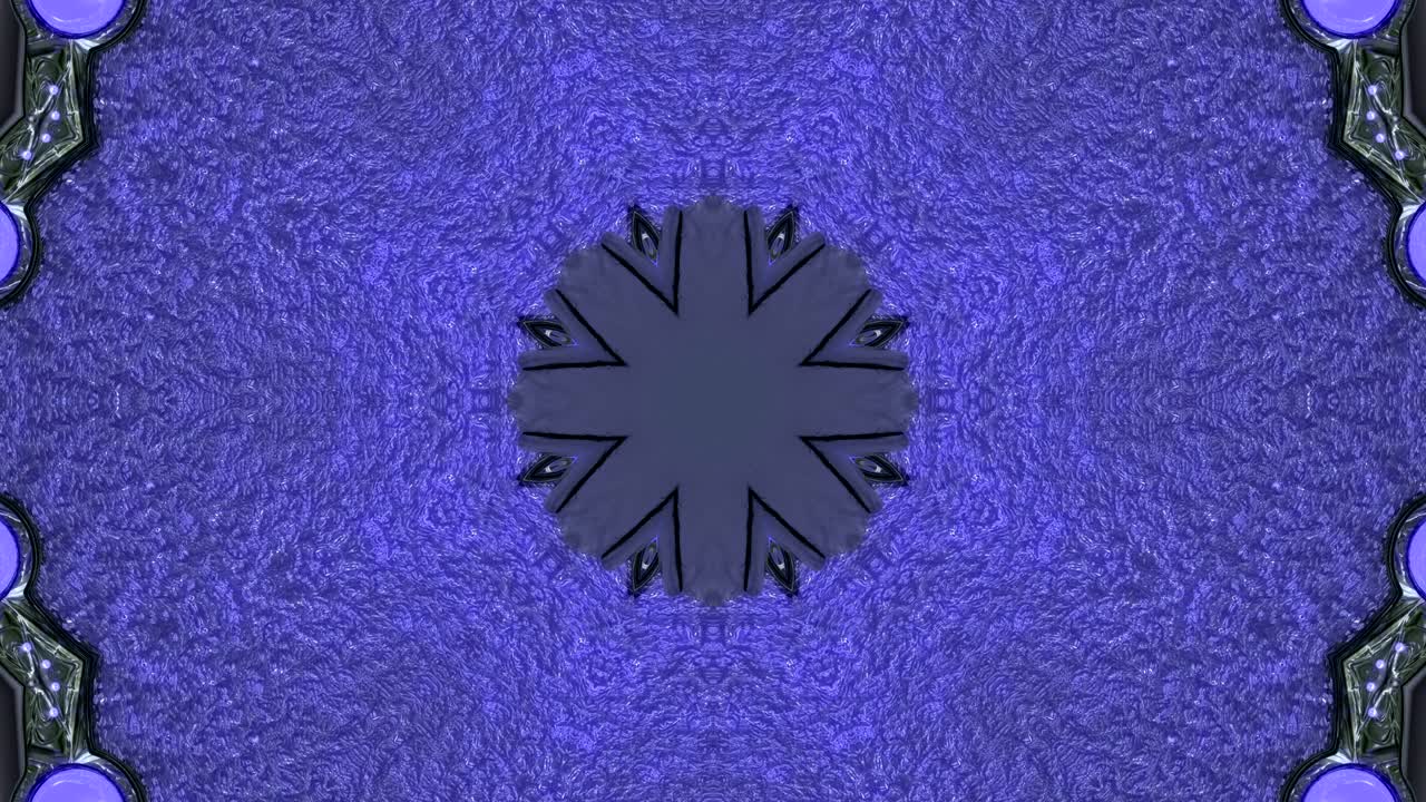 Looped Abstract neon ornate decorative background. 3d Neon kaleidoscope or mandala.