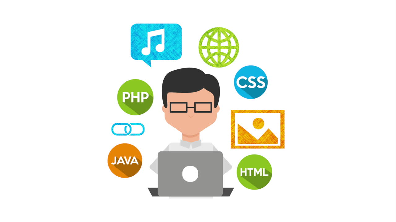 social media marketing with man using laptop