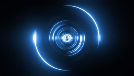 abstract blue neon circle tunnel