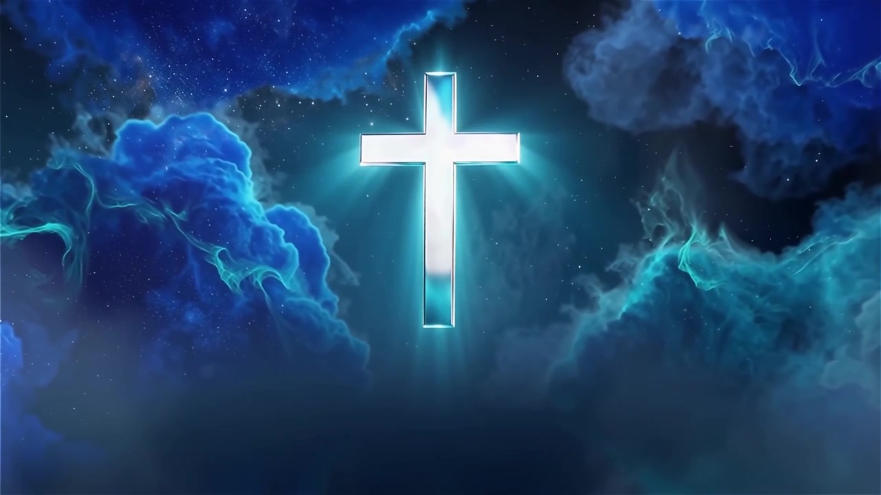 Croce Cristiana Luce Celestiale Sfondo per il Culto.