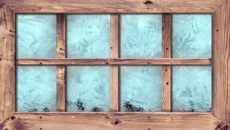 transición de heladas y hielo en la ventana de la casa