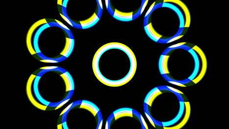 un círculo de flores de colores brillantes estalló.