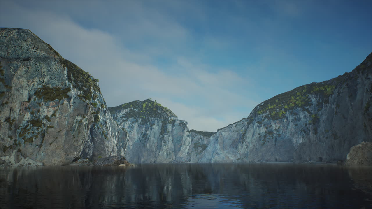 ⁇ 은 날 바다 속의 바위 절벽