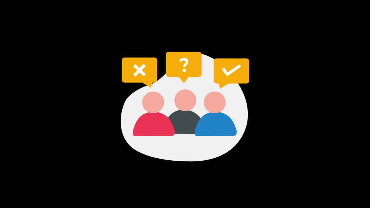 Animated People Icons with Question, Check, and Cross Marks