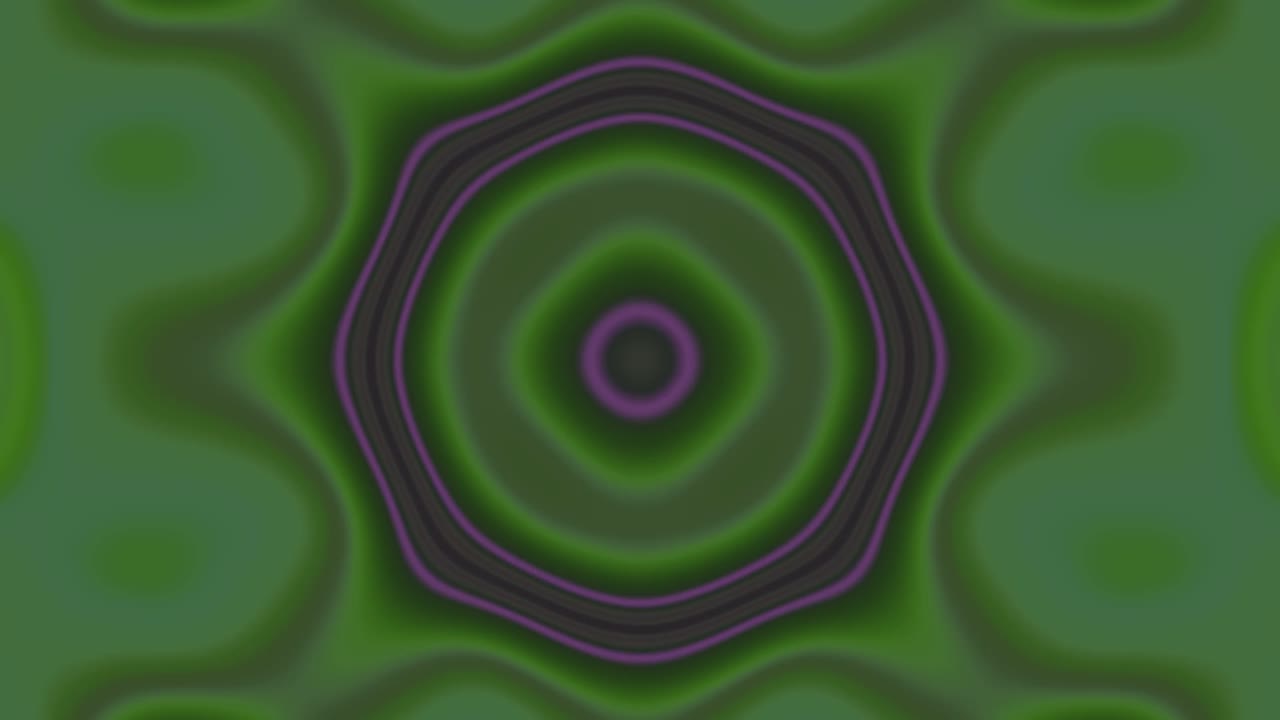 A vibrant visual display featuring interconnected circles in vivid pink against a dark background