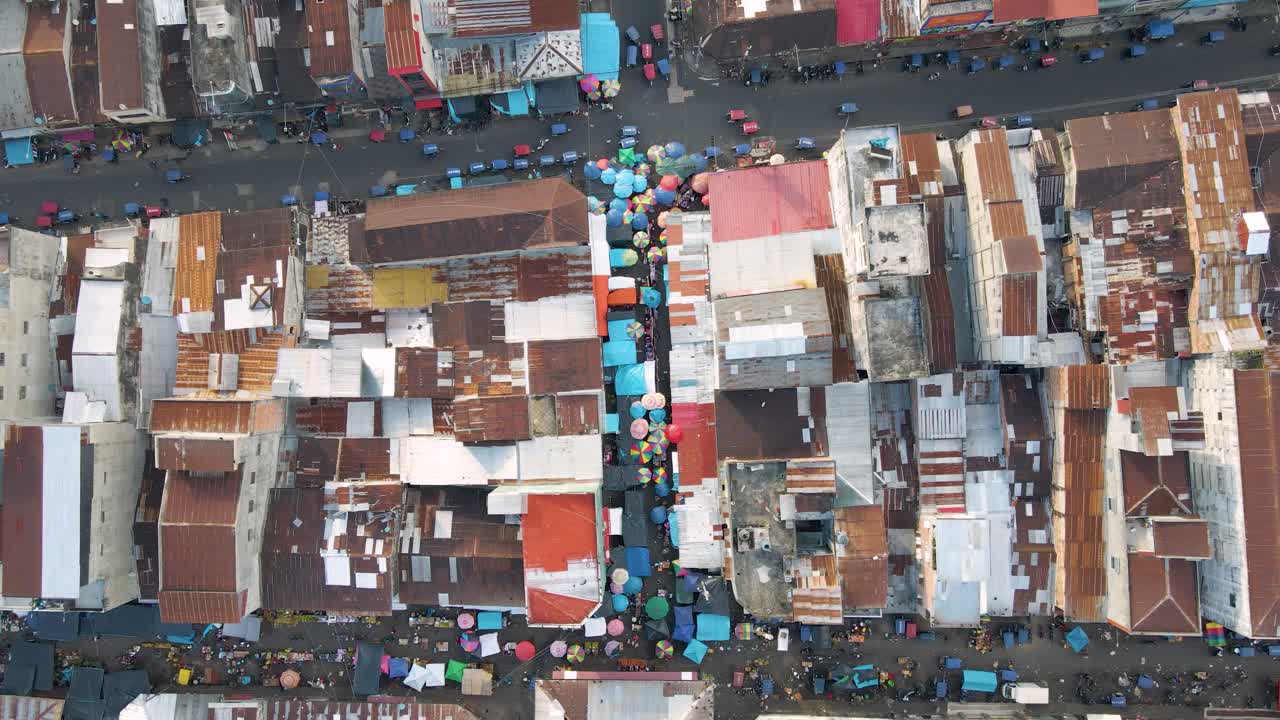 Pasaje Paquito In Belen Market, Iquitos, Peru - Aerial Top Down