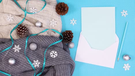 blinking lights on winter decoration with paper for wishes. stop motion