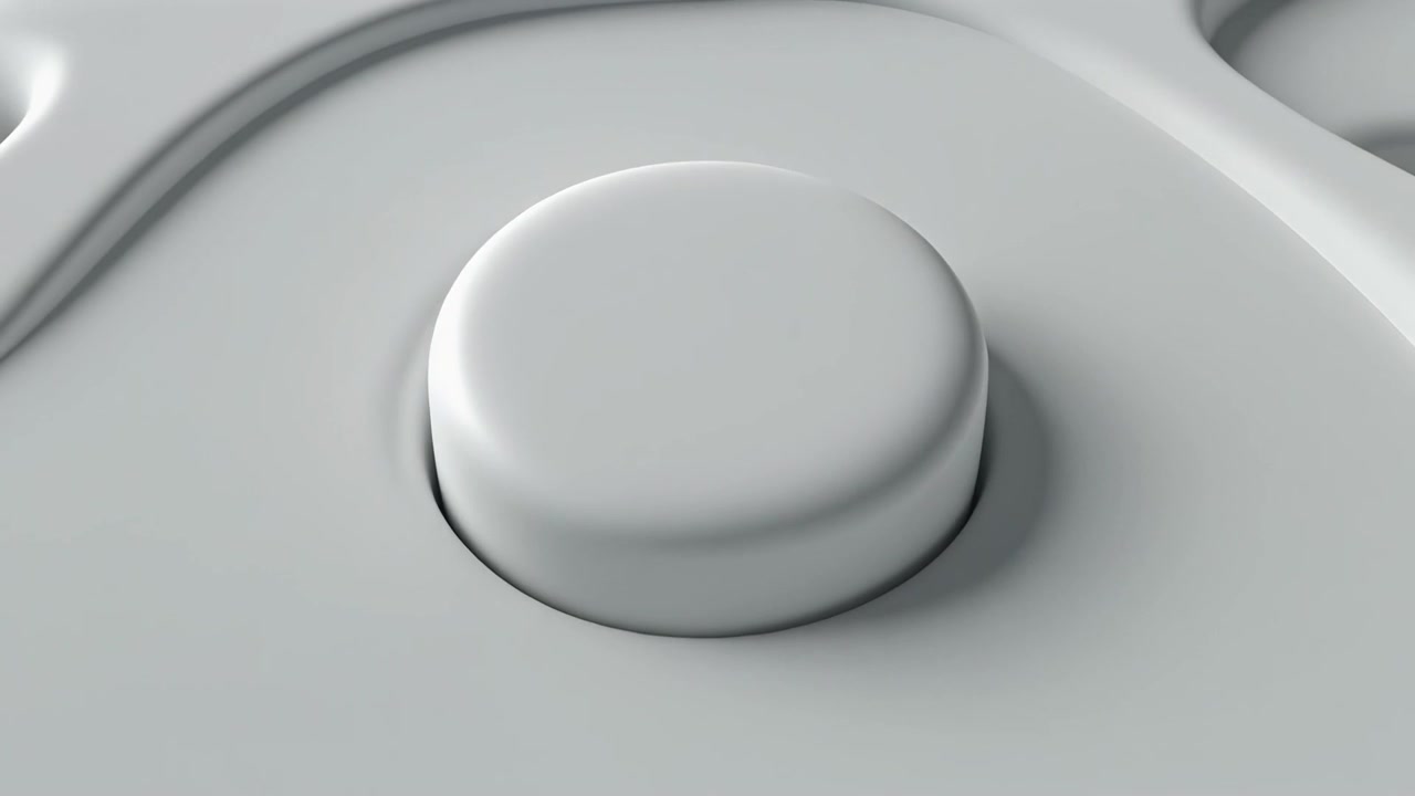 Animação 3D Abstrata de Botão Circular Branco Pulsante