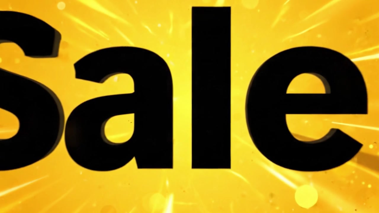 Annuncio 'Saldi' audace e accattivante su sfondo giallo brillante, perfetto per catturare l'attenzione e stimolare il coinvolgimento dei clienti per eventi promozionali.