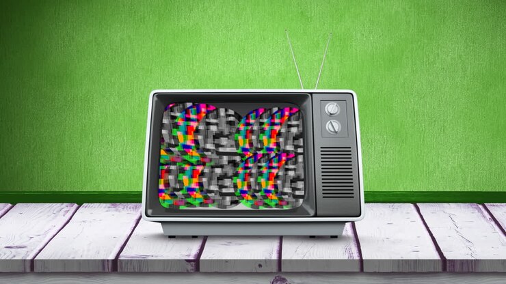Televisor antiguo y estática de colores